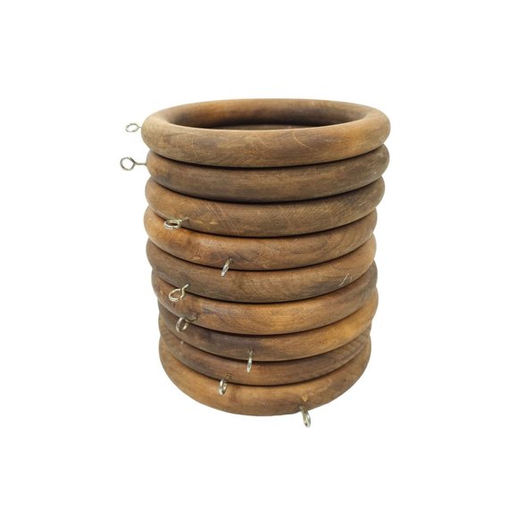 Large Wooden Rings with Eye Hooks 6.5" DIY Crafts Macrame Ring Circles Lot of 9 - Picture 2 of 13